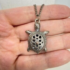 Turtle Pendant Necklace Charm Chain Silver Tone Jewelry Long Length Lane Bryant